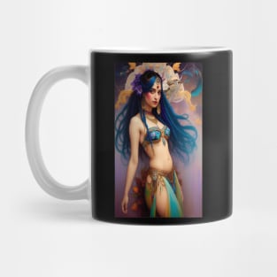 Dancing Art a Exotic Floral Blue Haired Belly Dancer Mug